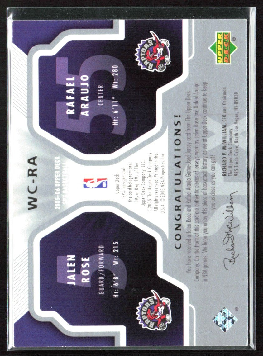 Jalen Rose Rafael Araujo 2005 SPx Winning Combos Jersey #WC-RA Toronto Raptors