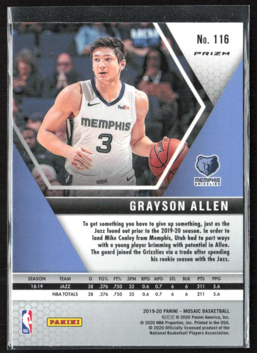 Grayson Allen 2019 Panini Mosaic TMall Gold Wave Prizm #116 Memphis Grizzlies