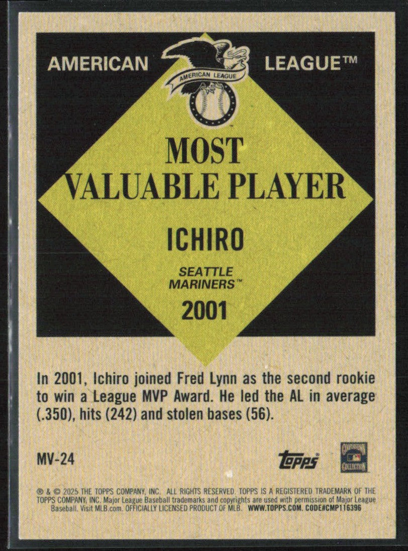 Ichiro 2025 Topps Most Valuable Player #MV-24 Seattle Mariners