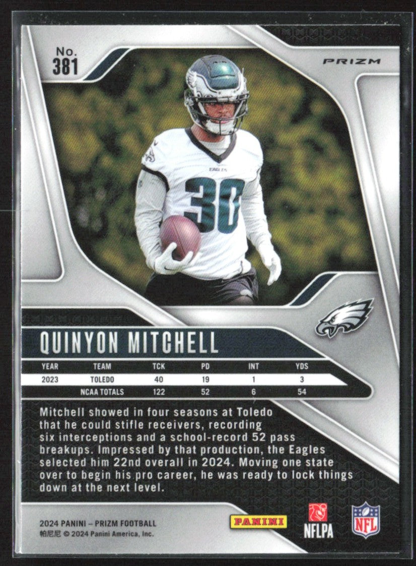 Quinyon Mitchell 2024 Panini Prizm Silver RC #381 Philadelphia Eagles