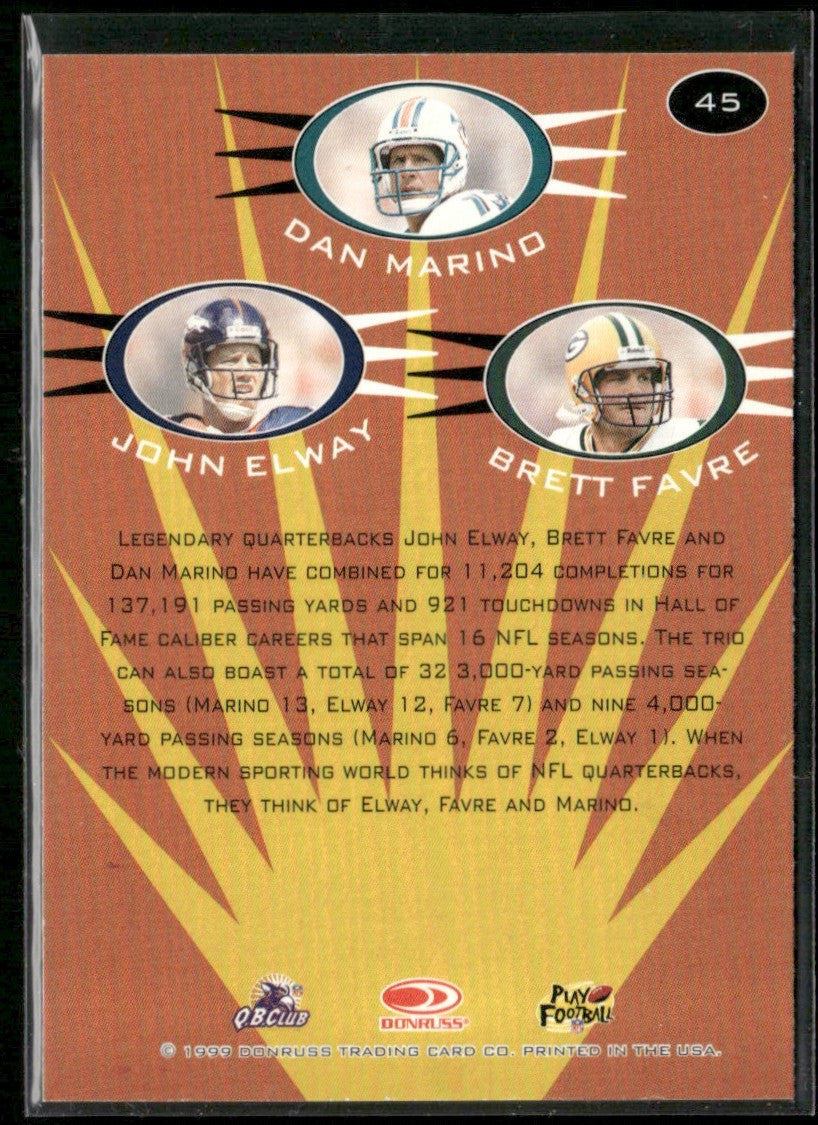 Dan Marino/Brett Favre/John Elway 1999 Donruss Preferred QBC #45