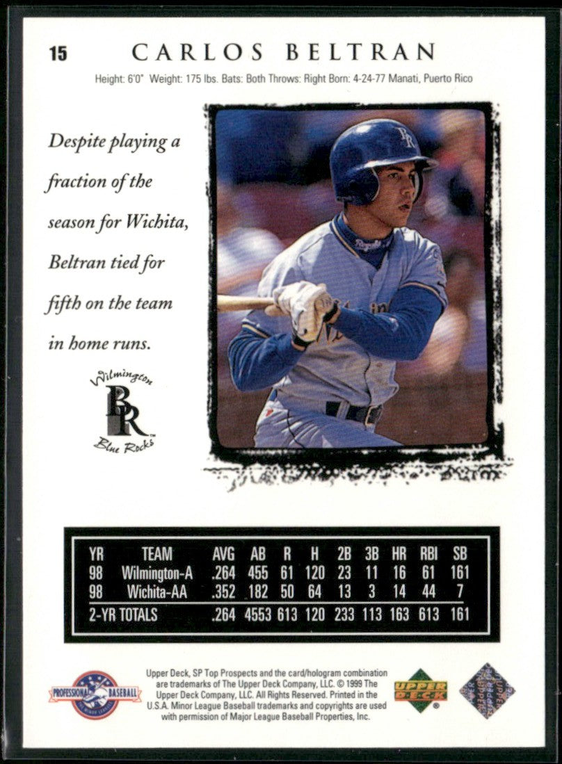 Carlos Beltran 1999 SP Top Prospects #15 Wilmington Blue Rocks
