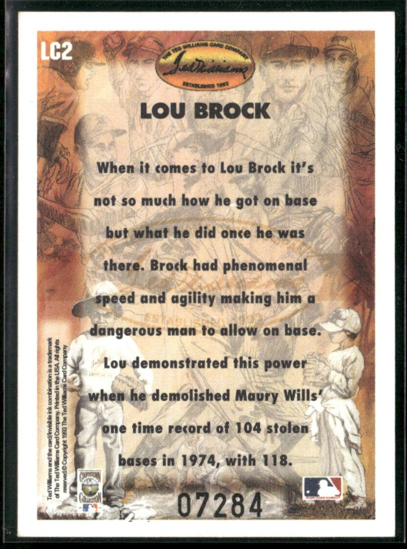 Lou Brock 1993 Ted Williams Locklear Collection /30000 #LC2 St. Louis Cardinals