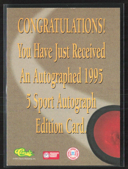 Adam Wiesel 1995 Classic 5 Sport Missing Serial Number AUTO Montreal Canadiens
