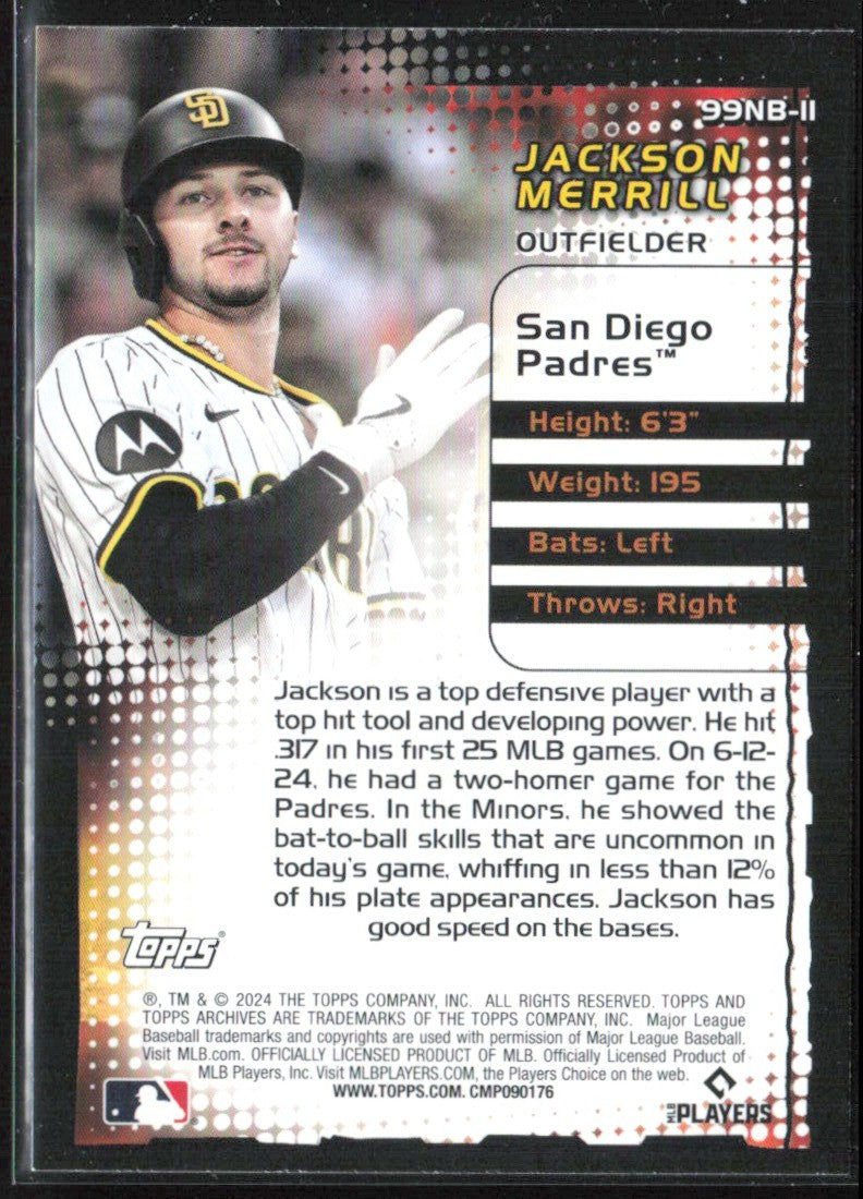 Jackson Merrill 2024 Topps Archives '99 New Breed RC #99NB-11 San Diego Padres