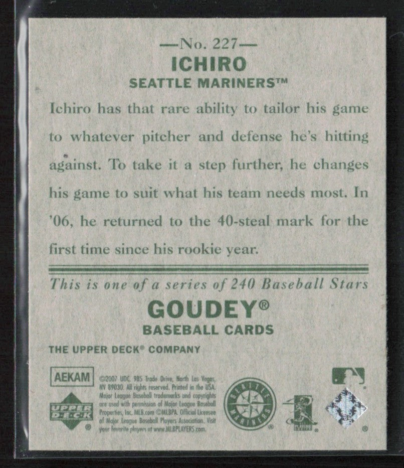 Ichiro Suzuki 2007 Upper Deck Goudey Mini #227 Seattle Mariners