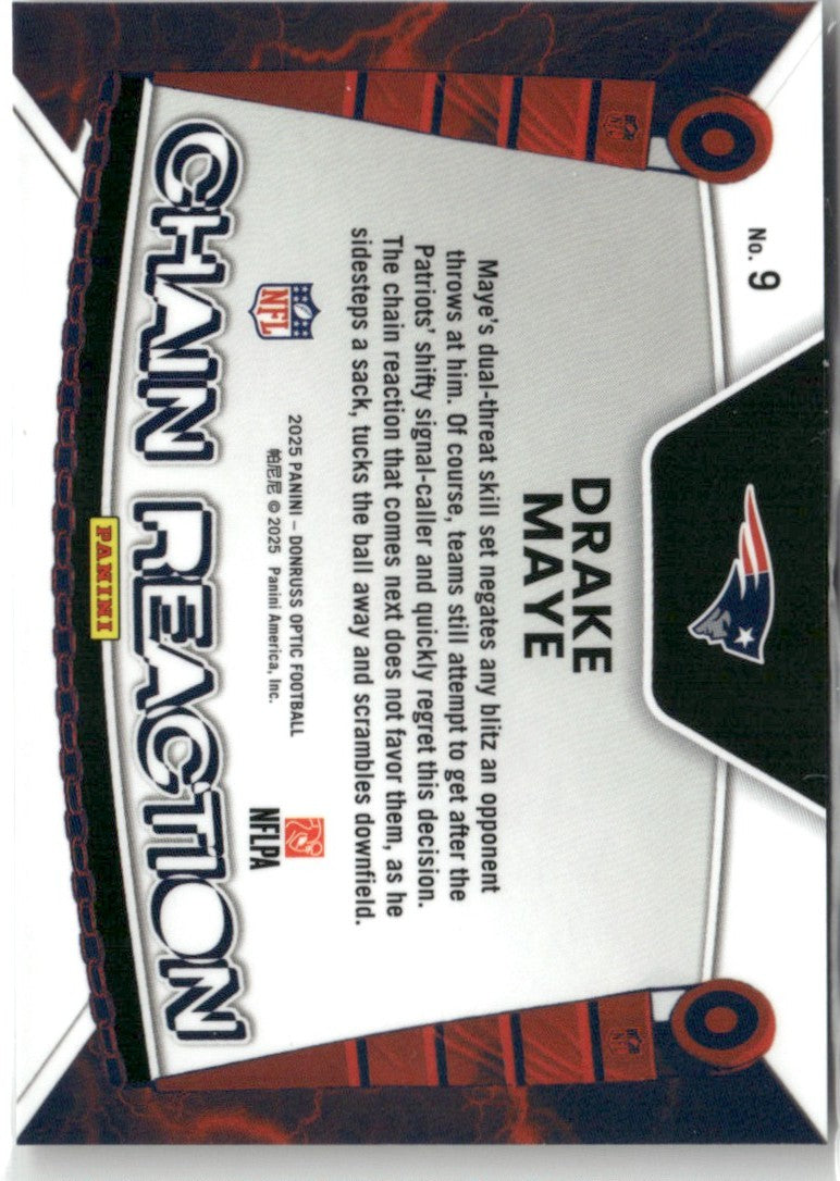 Drake Maye 2025 Donruss Optic Chain Reaction #9 New England Patriots