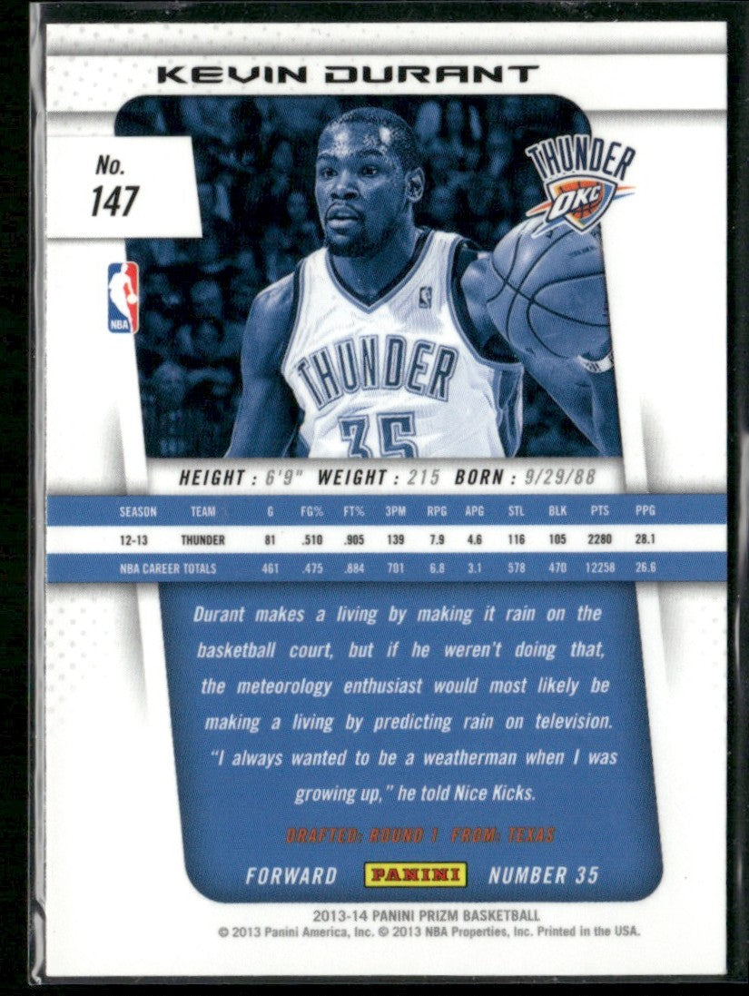 Kevin Durant 2013 Panini Prizm #147 Oklahoma City Thunder