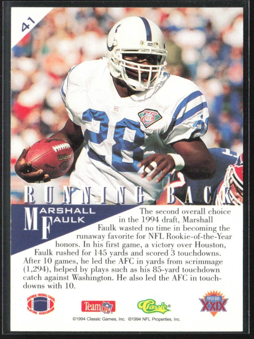 Marshall Faulk 1995 Classic NFL Experience #41 Indianapolis Colts