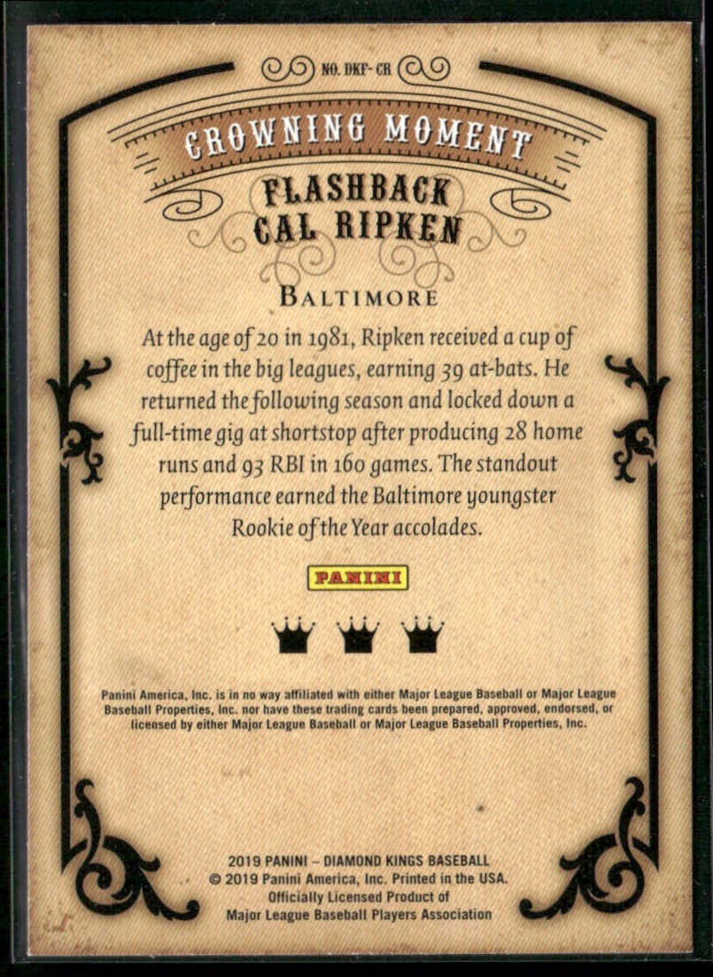 Cal Ripken 2019 Panini Diamond Kings Flashback #DKP-CR Baltimore Orioles