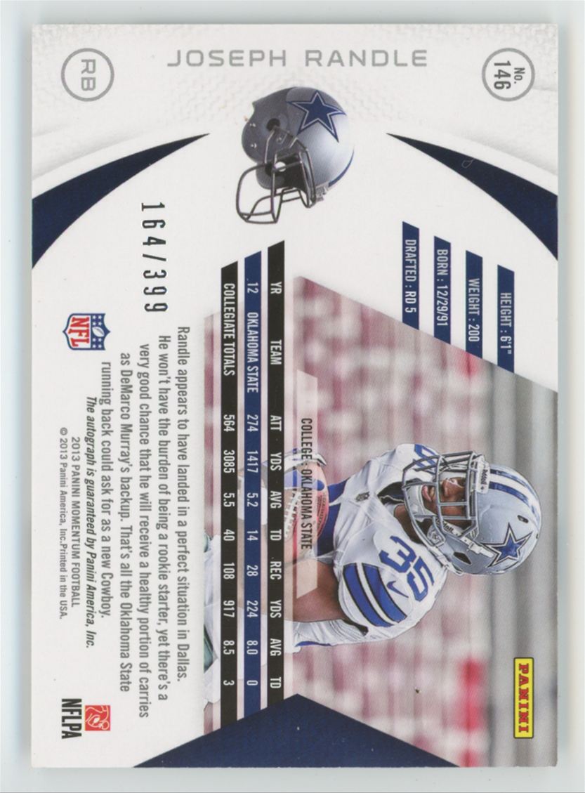Joseph Randle 2013 Panini Momentum Rookie Signatures RC AUTO /399 #146