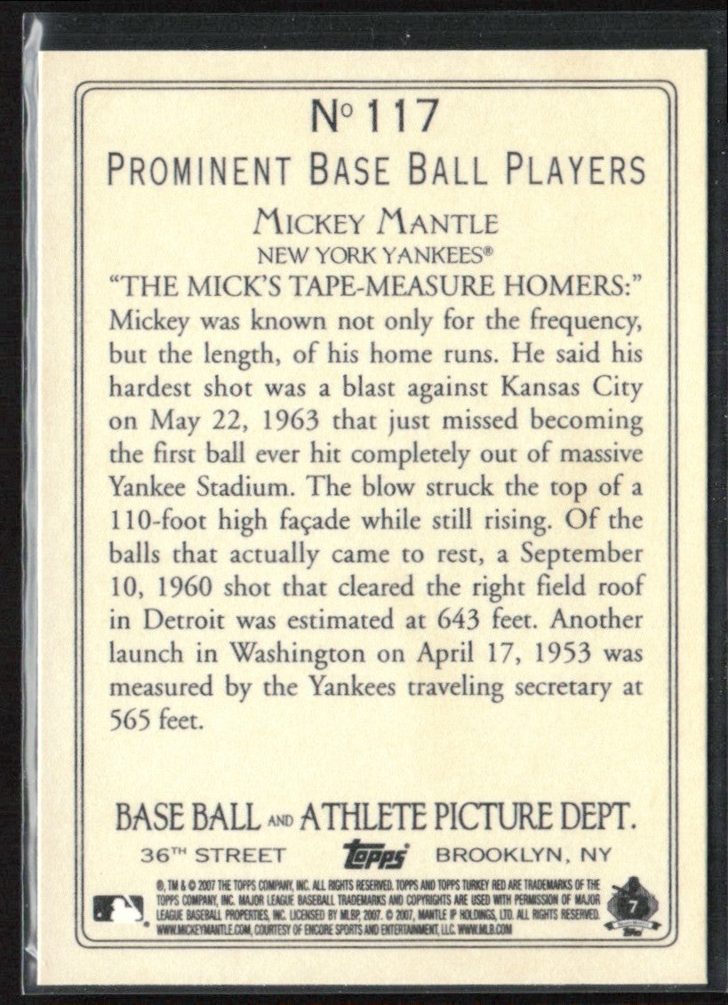 Mickey Mantle 2007 Topps Turkey Red #117 New York Yankees