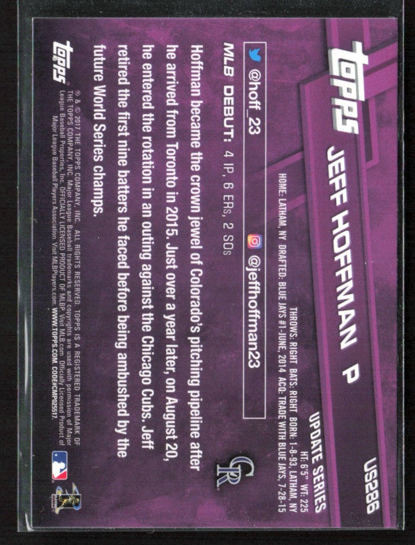 Jeff Hoffman 2017 Topps Update Negative Refractor RC #US286 Colorado Rockies