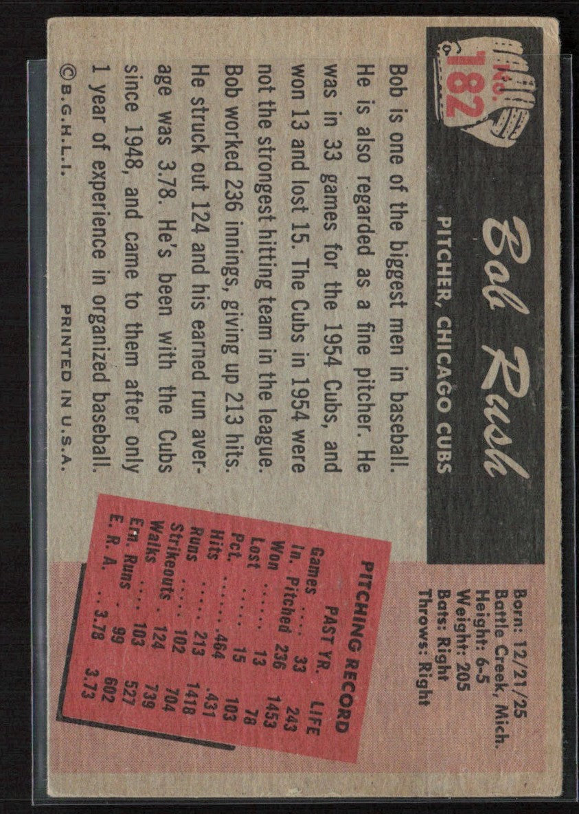 Bob Rush 1955 Bowman #182 Chicago Cubs