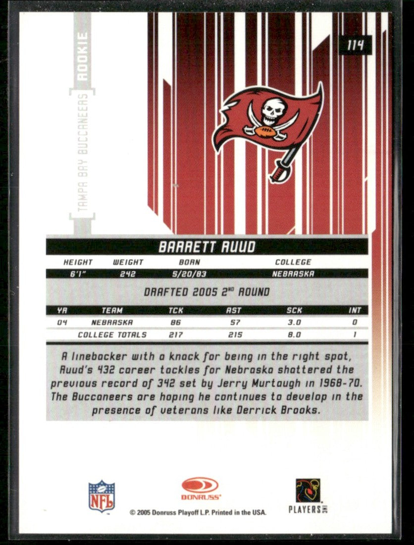 Barrett Ruud 2005 Leaf Rookies & Stars Longevity RC /999 #114