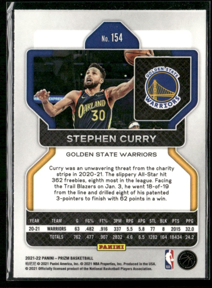 Stephen Curry 2021 Panini Prizm #154 Golden State Warriors
