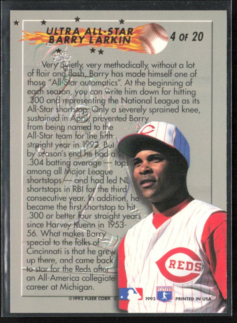 Barry Larkin 1993 Fleer Ultra All-Stars #4 Cincinnati Reds