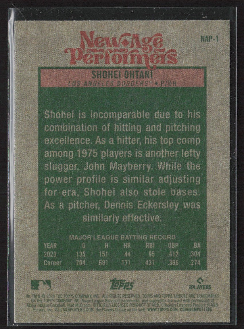Shohei Ohtani 2024 Topps Heritage New Age Performers #NAP-1 Los Angeles Dodgers