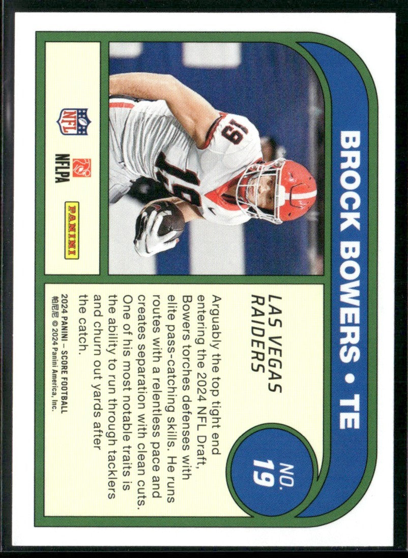 Brock Bowers 2024 Panini Score Protential RC #19 Las Vegas Raiders