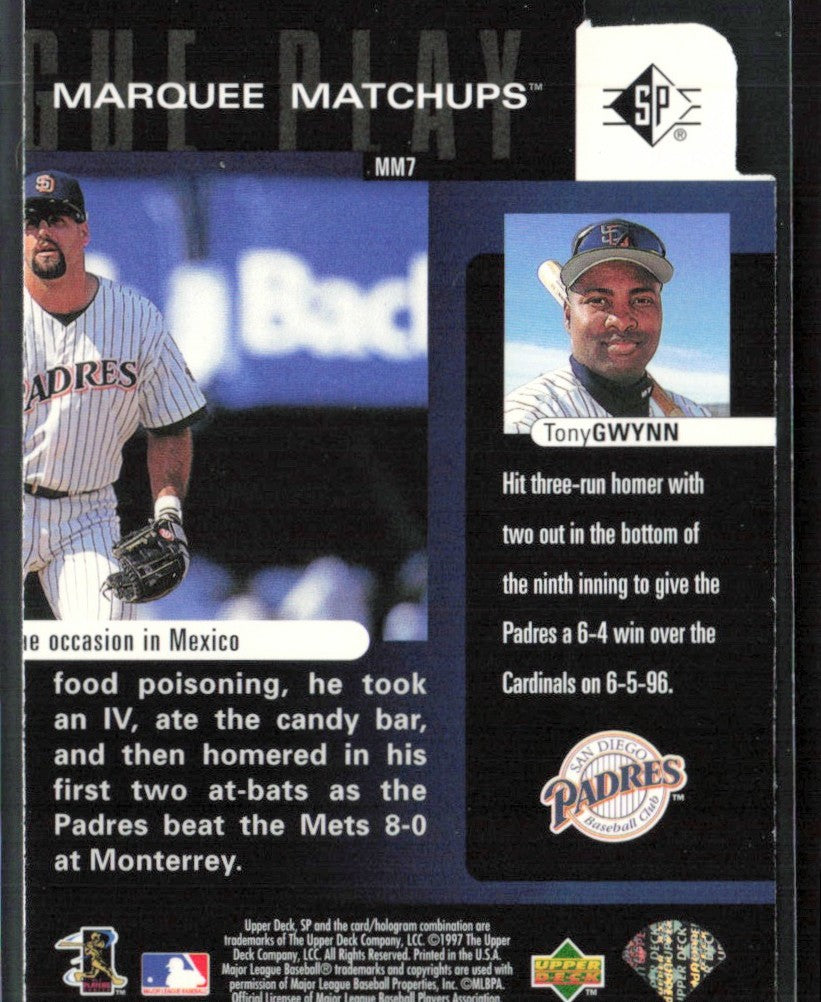 Tony Gwynn 1997 SP Marquee Matchups #MM7 San Diego Padres