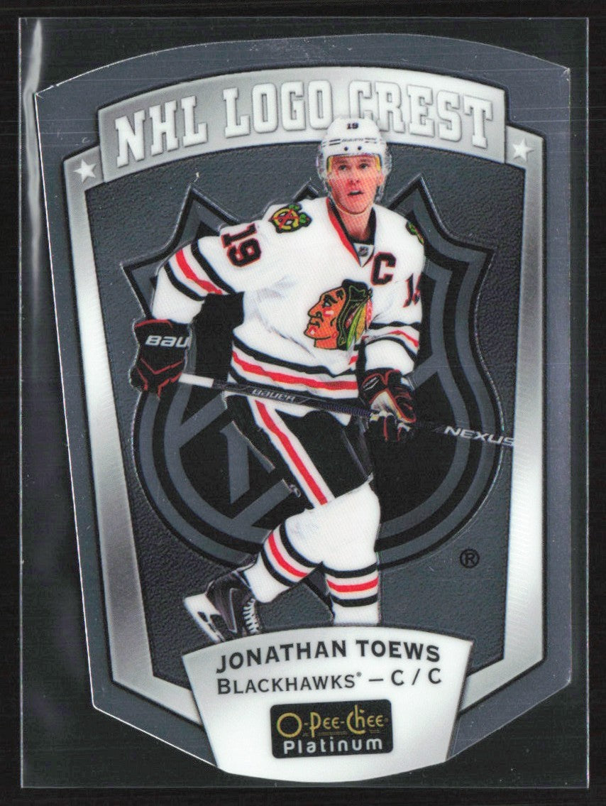 Jonathan Toews 2016 O-Pee-Chee Platinum NHL Logo Crest Die-Cut #NHLLD-13