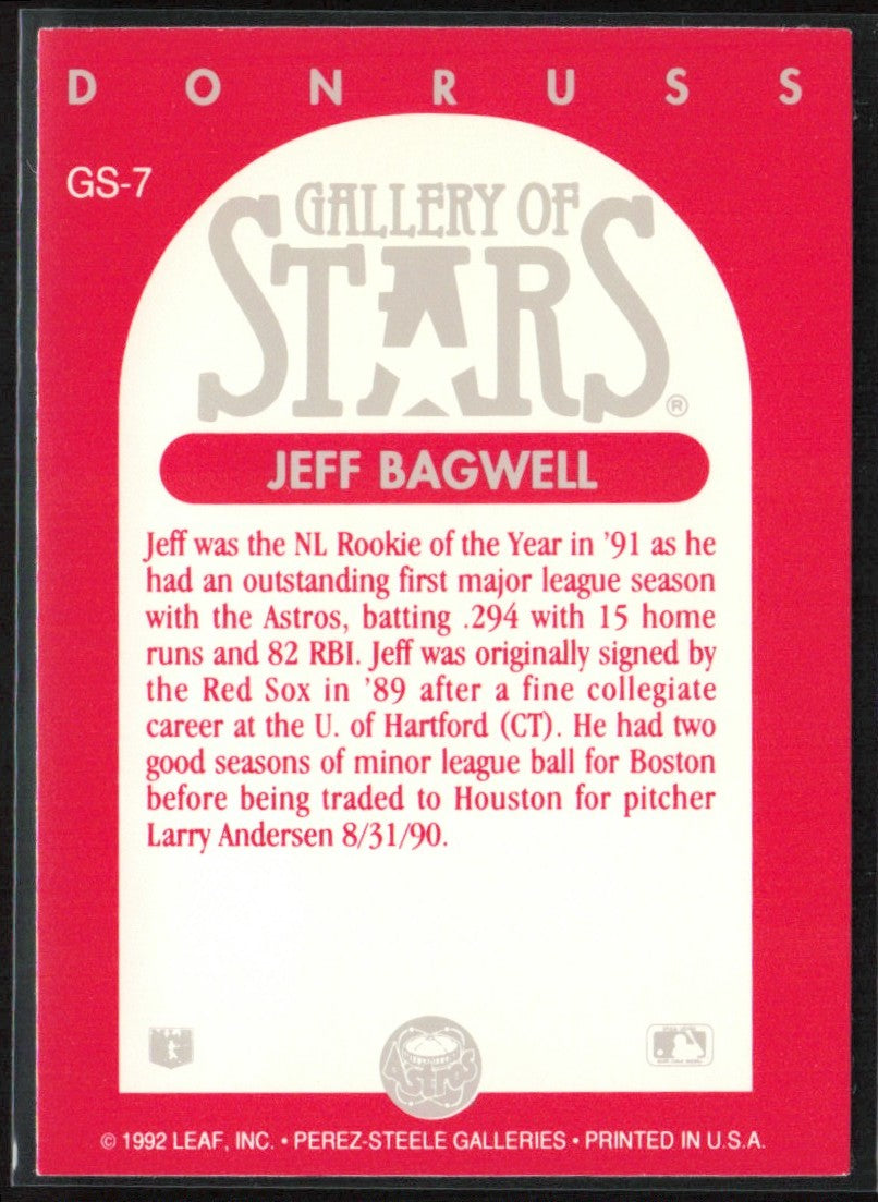 Jeff Bagwell 1992 Triple Play Donruss Gallery of Stars #GS-7 Houston Astros