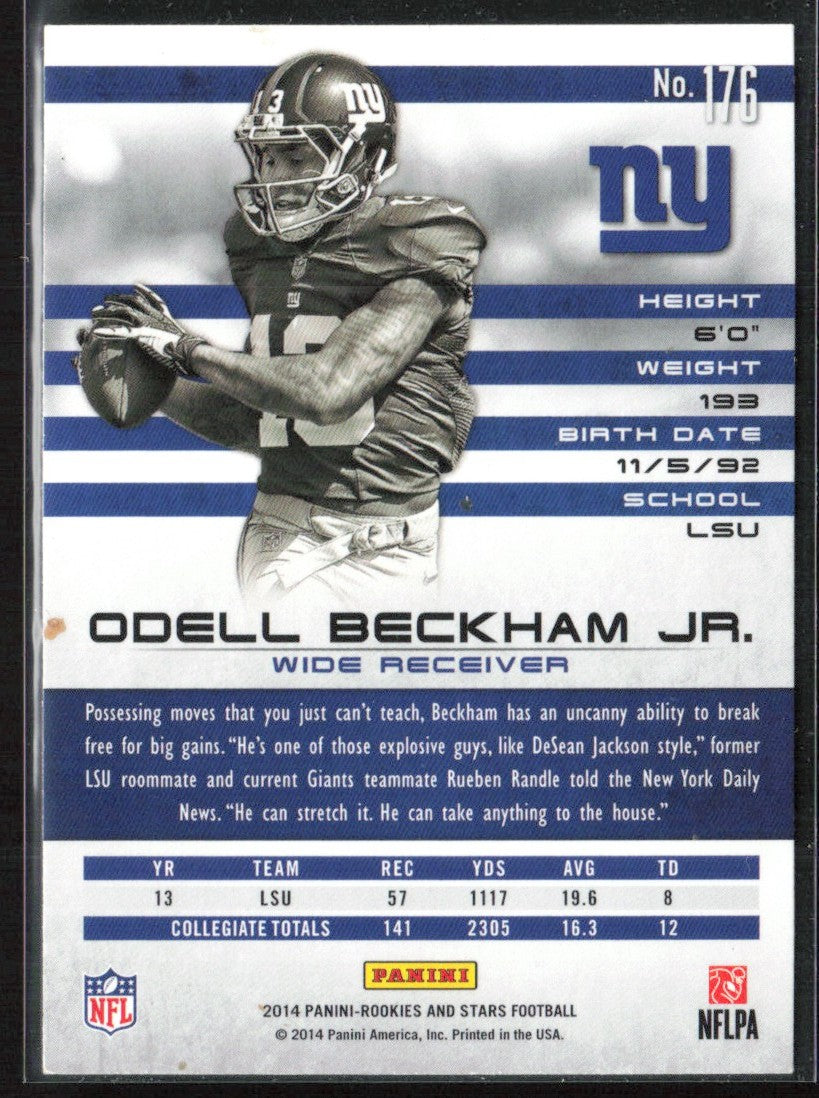 Odell Beckham Jr. 2014 Panini Rookies & Stars RC #176 New York Giants