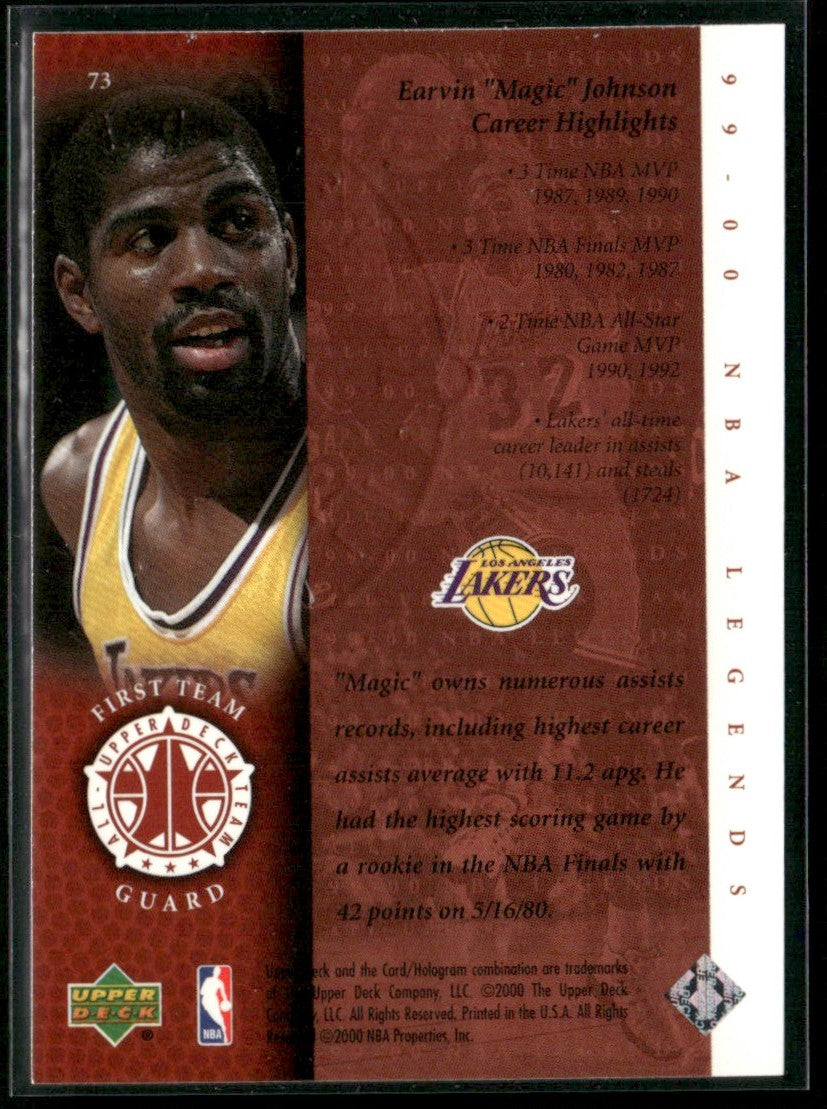 Magic Johnson 2000 Upper Deck NBA Legends First Team #73 Los Angeles Lakers