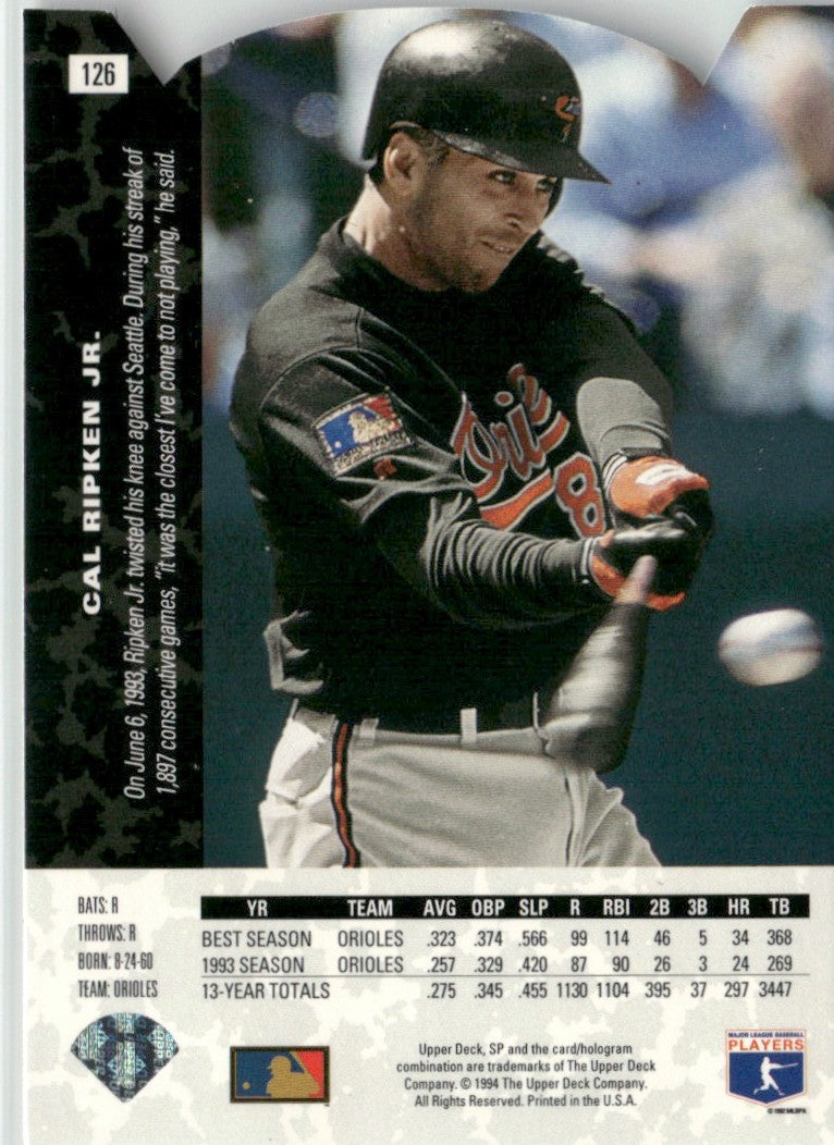Cal Ripken Jr. 1994 SP Die-Cut #126 Baltimore Orioles
