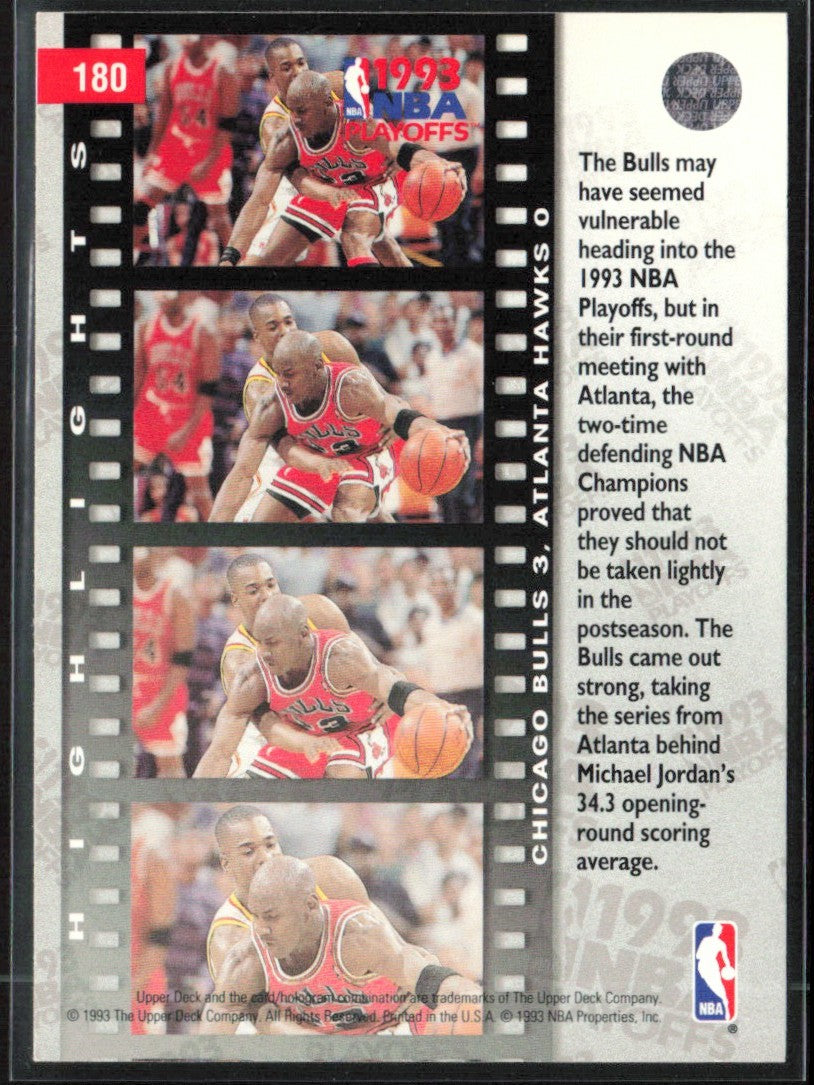 Michael Jordan 1993 Upper Deck NBA Playoffs #180 Chicago Bulls