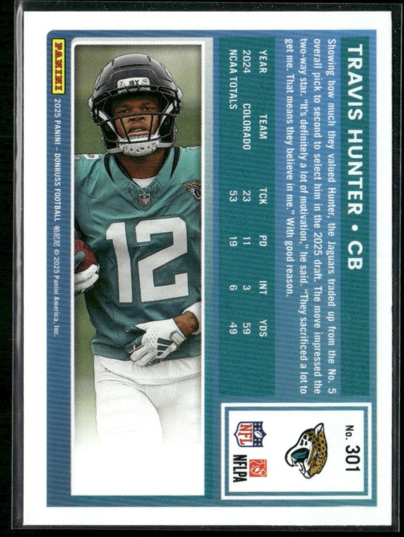 Travis Hunter 2025 Donruss Rated Rookies RC #301 Jacksonville Jaguars