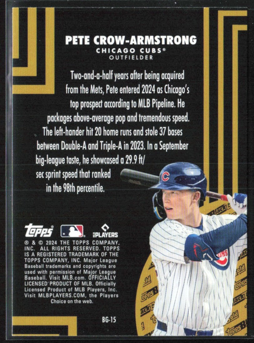 Pete Crow-Armstrong 2024 Topps Black Gold RC #BG-15 Chicago Cubs