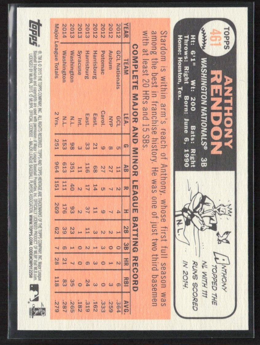 Anthony Rendon 2015 Topps Heritage SP #461 Washington Nationals
