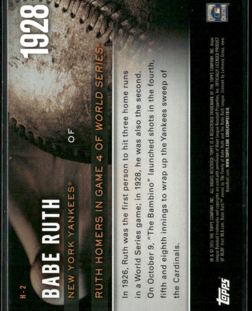 Babe Ruth 2015 Topps Highlight of the Year #H-2 New York Yankees