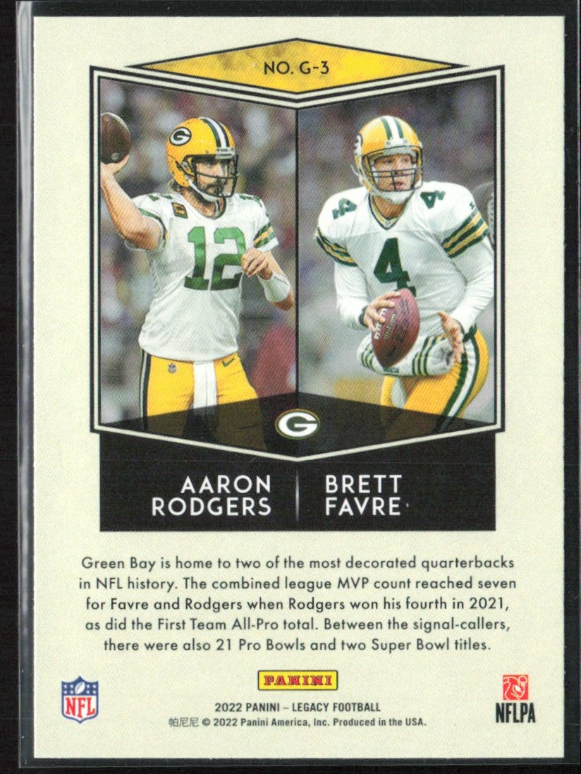 Rodgers / Favre 2022 Panini Legacy Generations #G-3 Green Bay Packers