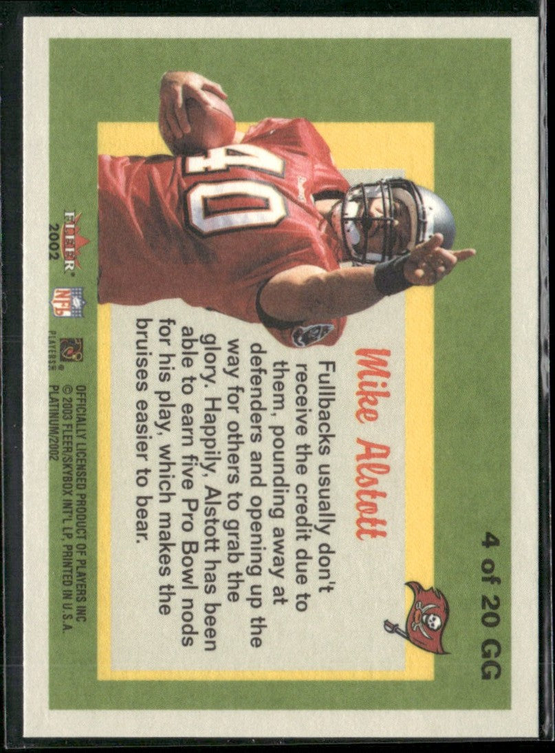 Mike Alstott 2002 Fleer Platinum Guts and Glory #4 Tampa Bay Buccaneers