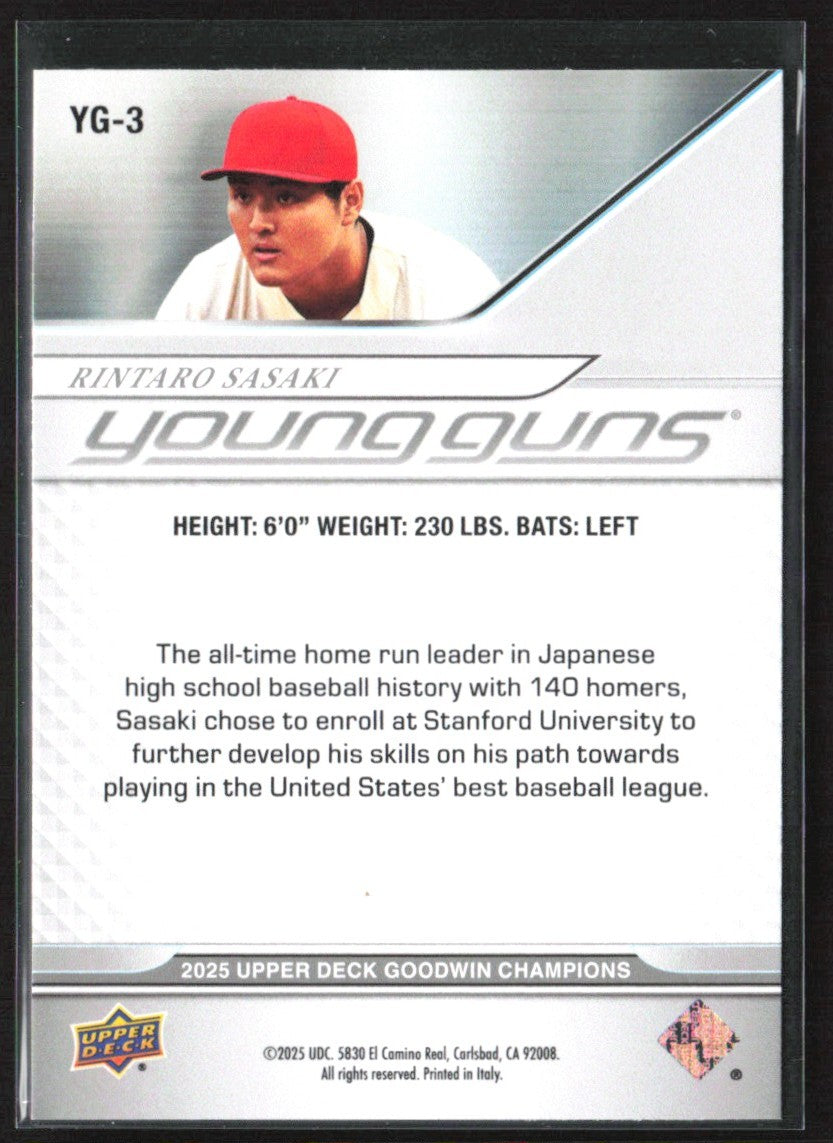 Rintaro Sasaki 2025 Upper Deck Goodwin Champions Young Guns #YG-3