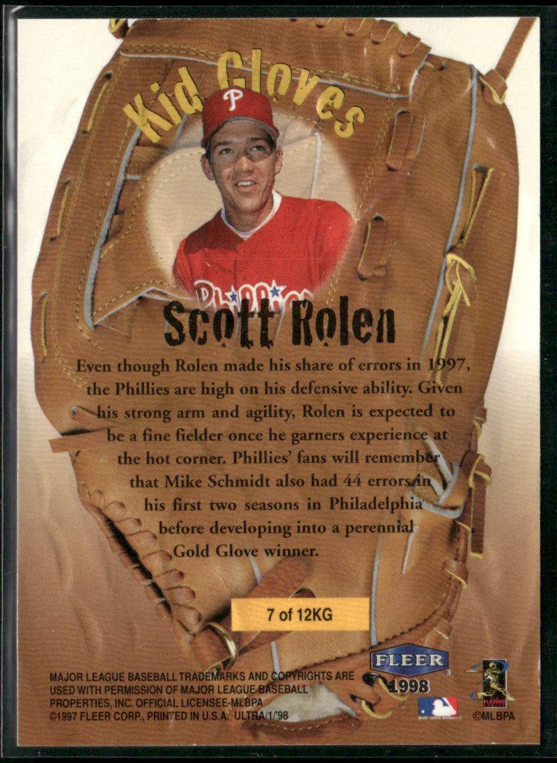 Scott Rolen 1998 Fleer Ultra Kid Gloves #7 Philadelphia Phillies