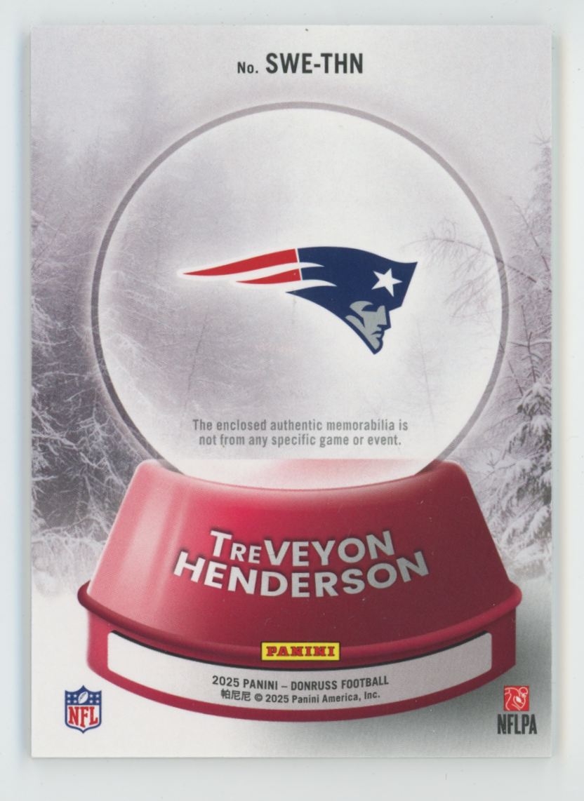 TreVeyon Henderson 2025 Donruss Rookie RC Sweater #SWE-THN New England Patriots