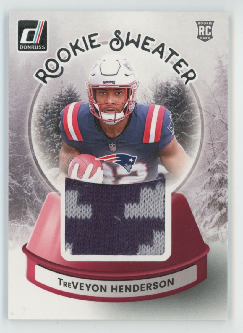 TreVeyon Henderson 2025 Donruss Rookie RC Sweater #SWE-THN New England Patriots