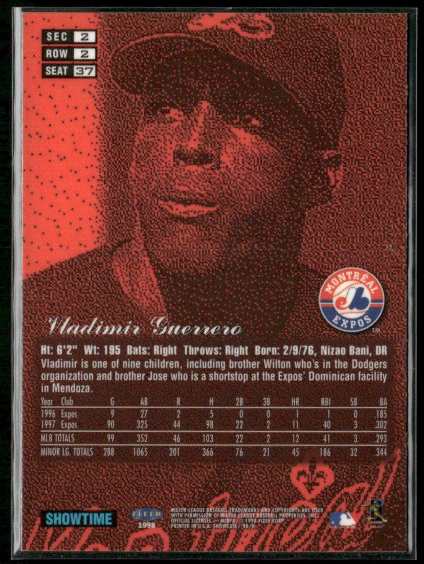 Vladimir Guerrero 1998 Fleer Skybox Showcase Row 2 #37 Montreal Expos