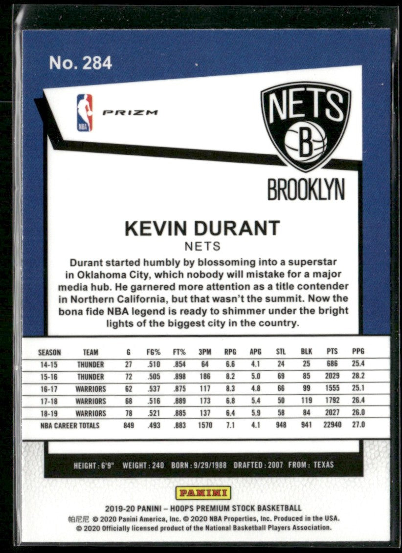 Kevin Durant 2019 Hoops Premium Stock Shimmer Prizm #284 Phoenix Suns