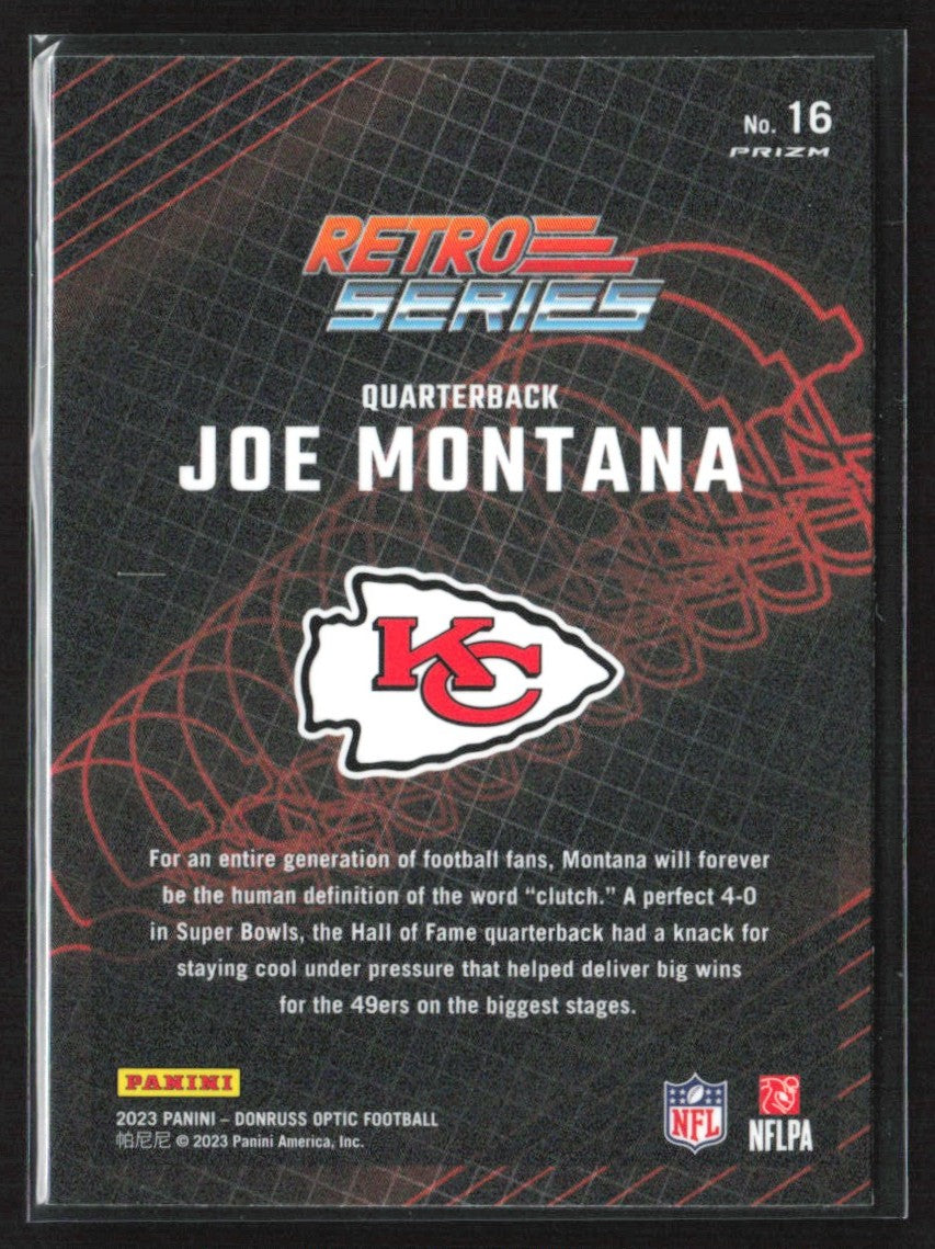 Joe Montana 2023 Donruss Optic Retro Series Silver Holo Prizm #16