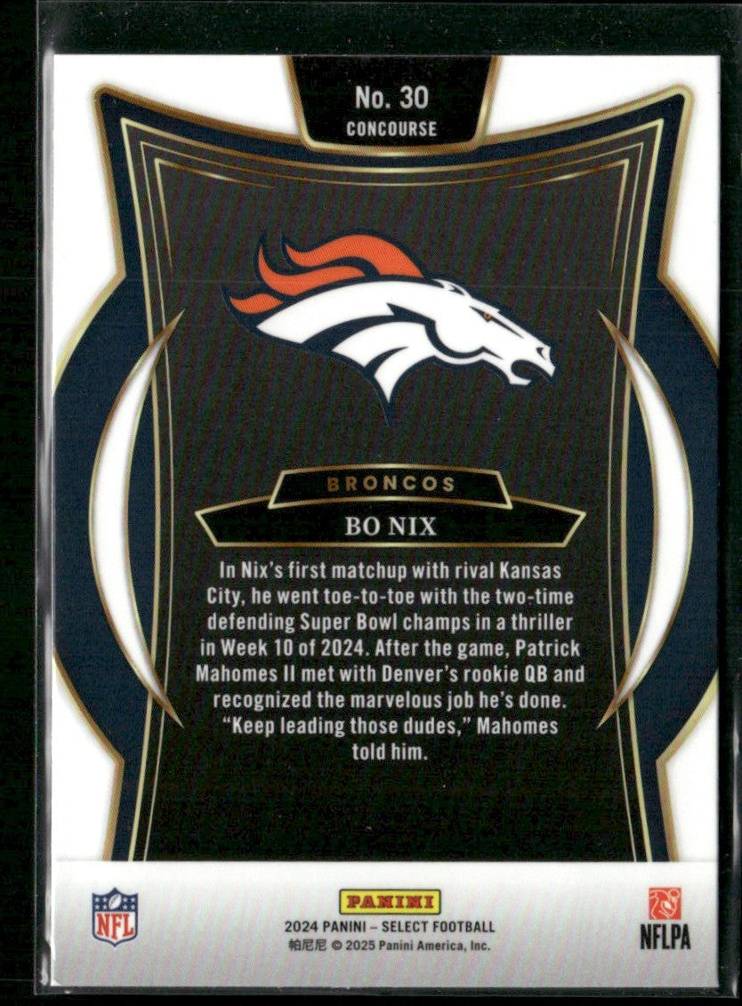 Bo Nix 2024 Panini Select Concourse RC #30 Denver Broncos