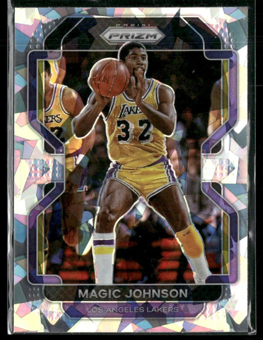 Magic Johnson 2021 Panini Prizm Cracked Ice #248 Los Angeles Lakers