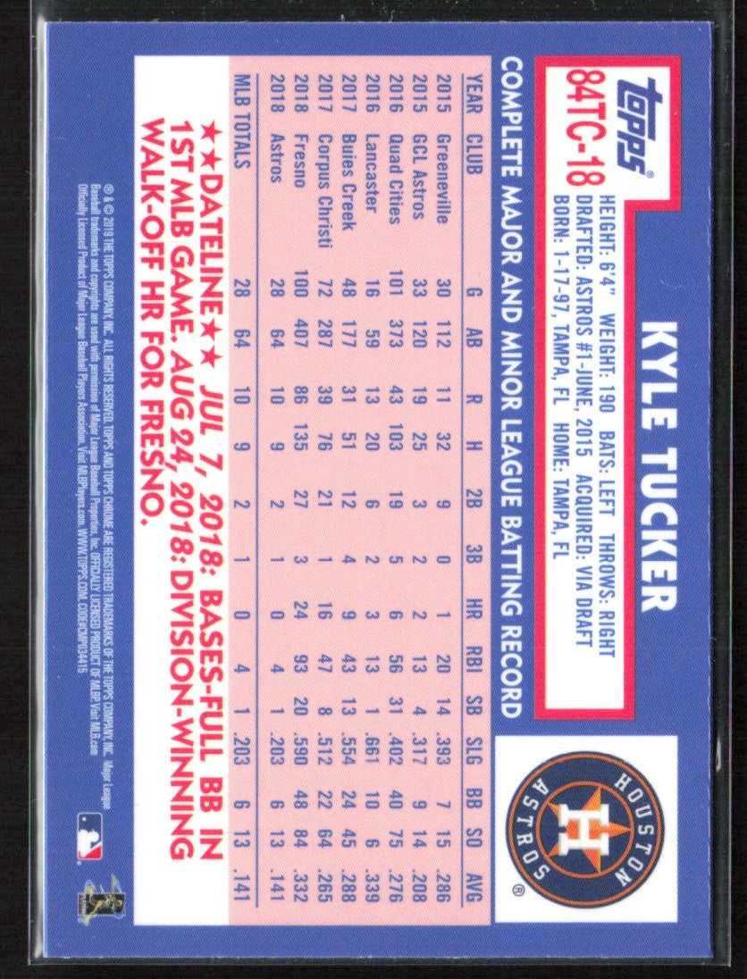 Kyle Tucker 2019 Topps Chrome 1984 Design RC #84TC-18 Houston Astros