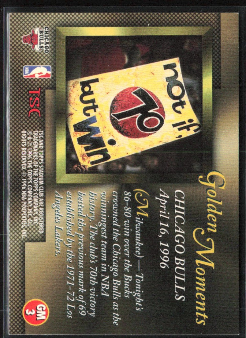 Michael Jordan 1996 Topps Stadium Club Golden Moments #GM3 Chicago Bulls