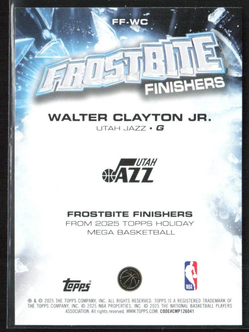 Walter Clayton Jr. 2025 Topps Holiday Frostbite Finishers RC #FF-WC Utah Jazz