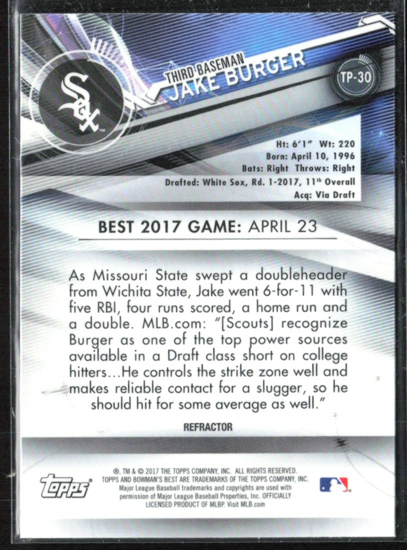 Jake Burger 2017 Bowman's Best Top Prospects Refractor #TP-30 Chicago White Sox