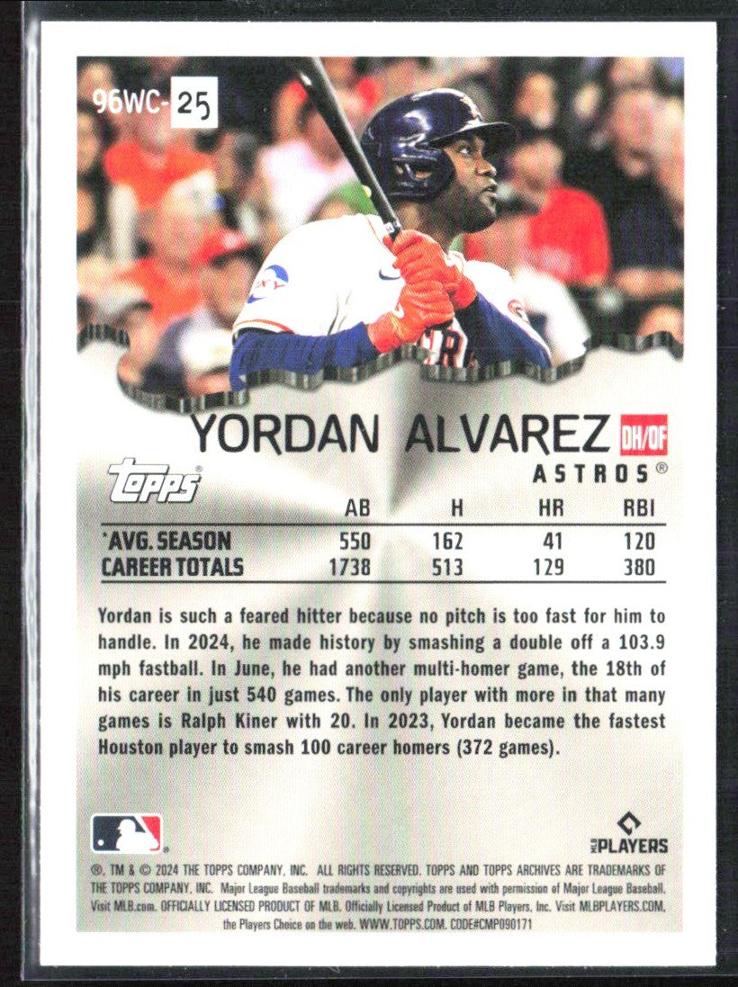 Yordan Alvarez 2024 Topps Archives 1996 Wrecking Crew #96WC-25 Houston Astros